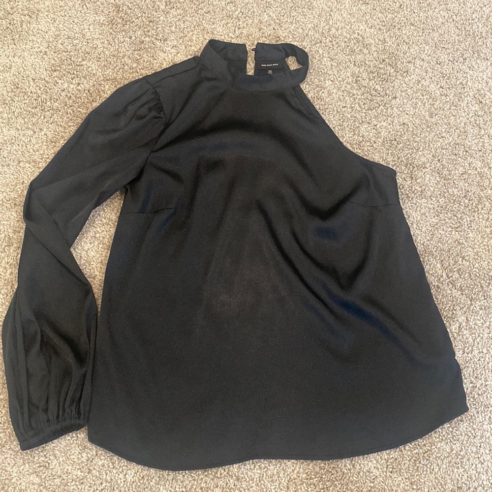 One sleeve black silk shirt